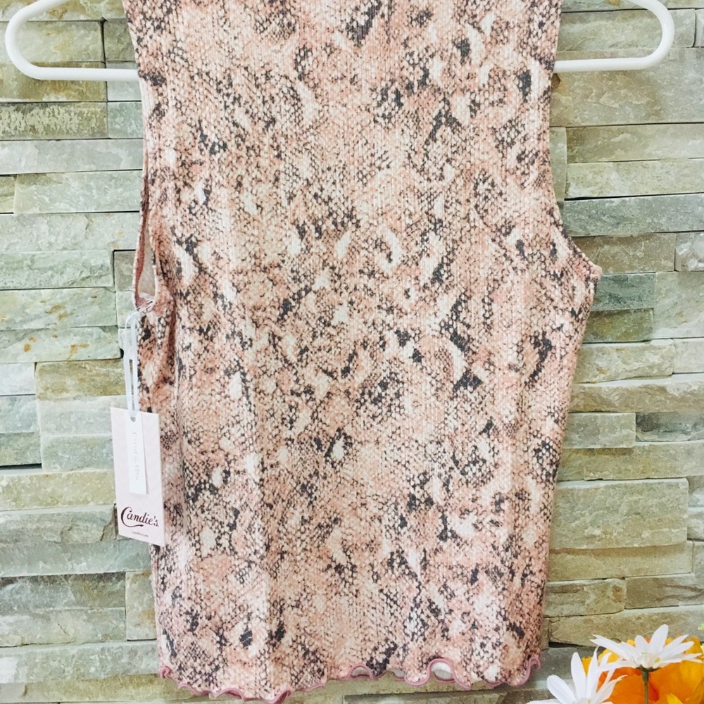 NWT Candie’s Pink Pythn Sleeveless Mock Neck Top S - Picture 6 of 6